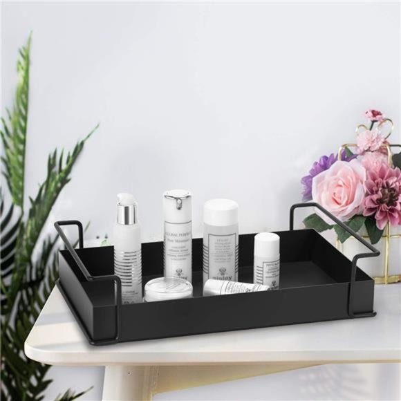 Decorative Coffee Table Tray Black Tray with Handles Serving Tray Christmas - Picture 5 of 7